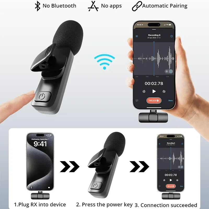 2-in-1 Wireless Clip-On Microphone