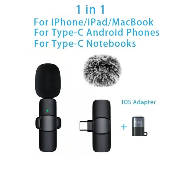 2-in-1 Wireless Clip-On Microphone