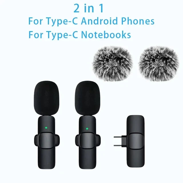 2-in-1 Wireless Clip-On Microphone