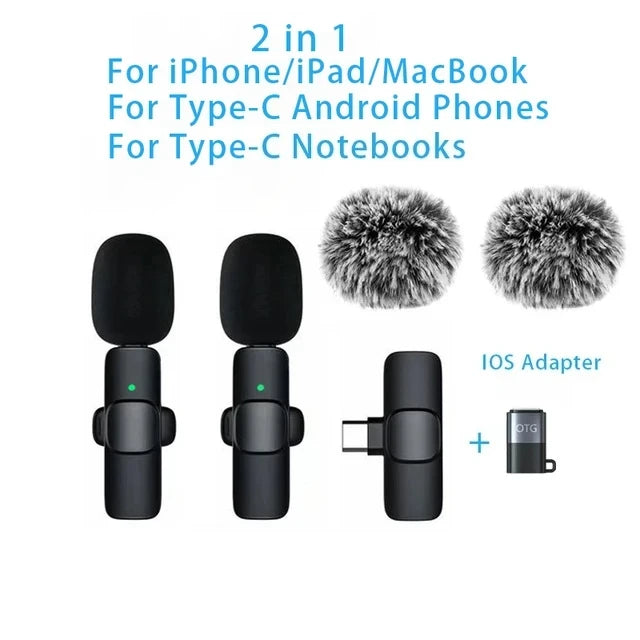 2-in-1 Wireless Clip-On Microphone