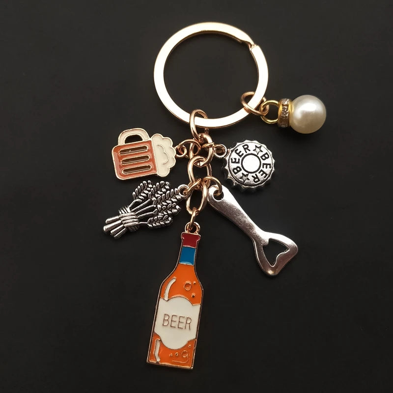 Charm enamel beer keychain bottle opener