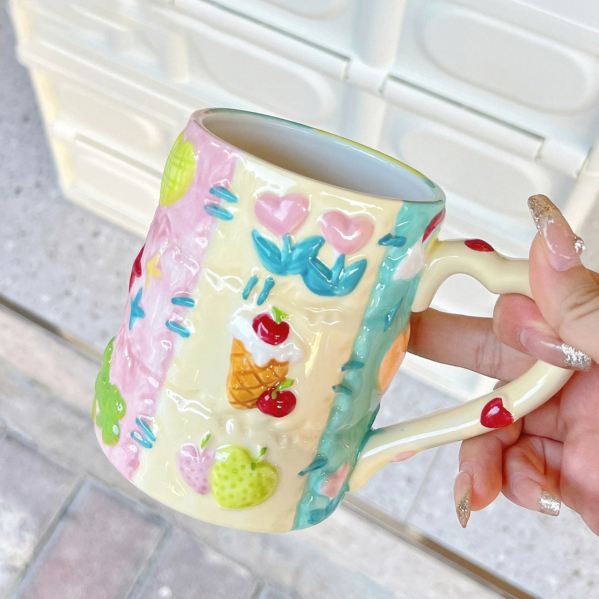 Cute 500ML Ceramic Coffee Mug – Colorful Breakfast & Tea Cup
