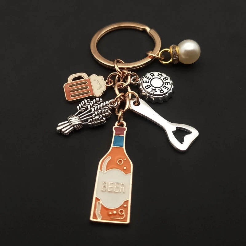 Charm enamel beer keychain bottle opener