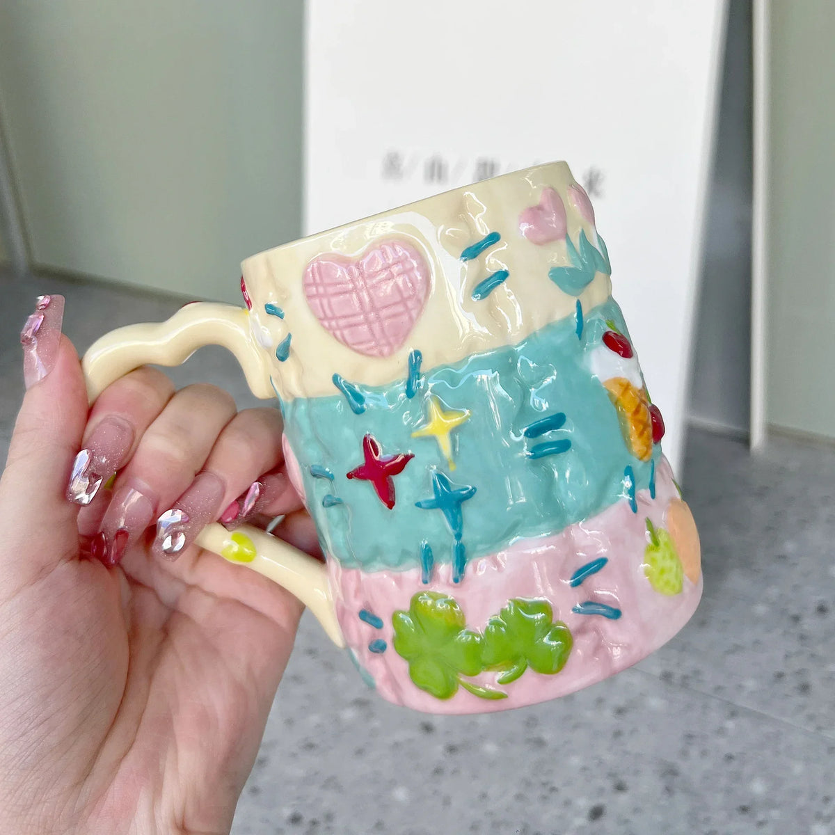 Cute 500ML Ceramic Coffee Mug – Colorful Breakfast & Tea Cup