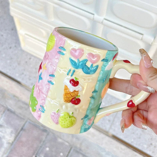 Cute 500ML Ceramic Coffee Mug – Colorful Breakfast & Tea Cup